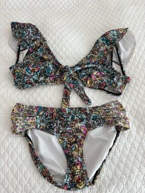 Floral Multicolor Tie-Front Bikini
